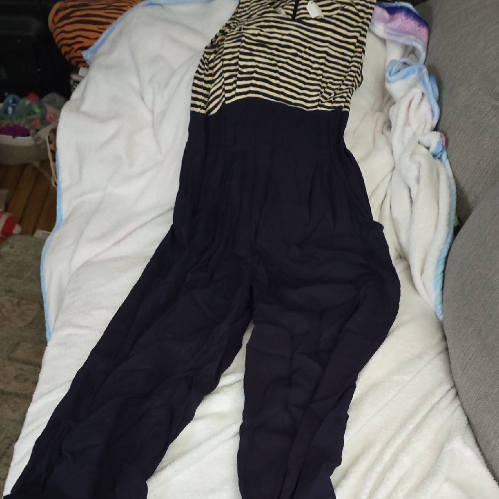 Striped Black Jumpsuit - Picture 1 of 1